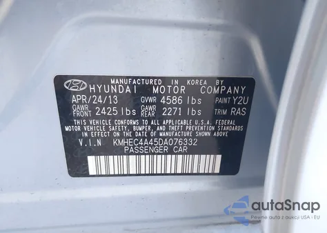 2013 Hyundai Sonata Hybrid Limited from USA, damaged, VIN KMHEC4A45DA076332